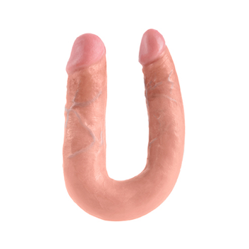 King Cock - Gebogen dubbele dildo - 35 cm (Huidroze)